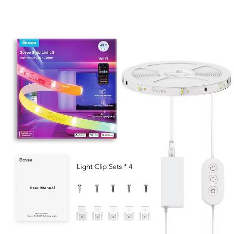 Govee 49.2' Wi-Fi RGBIC LED Strip Light: Home Theater Bias Lighting - Image 3