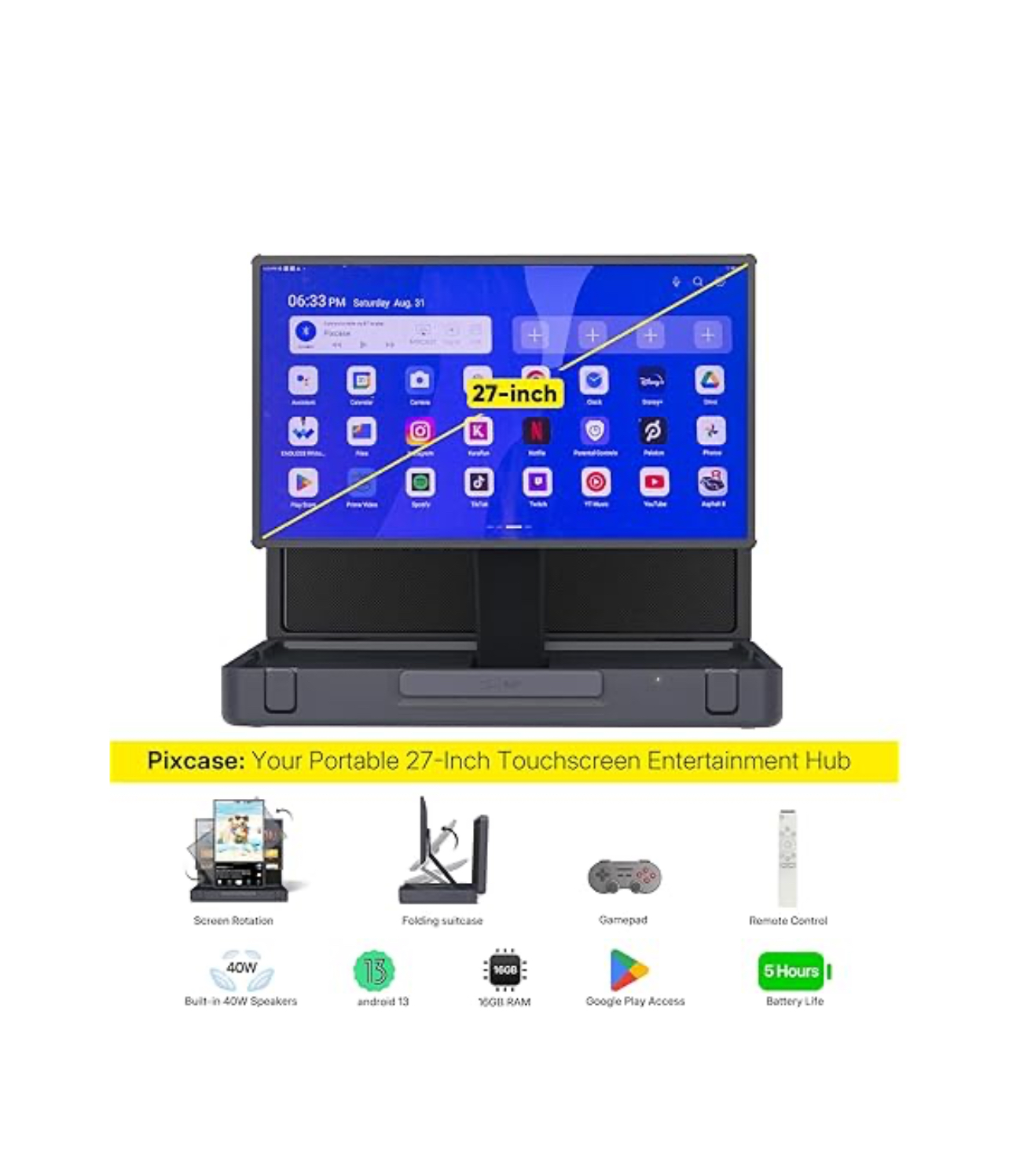 Mobile Pixels Pixcase 27” Portable Smart Monitor